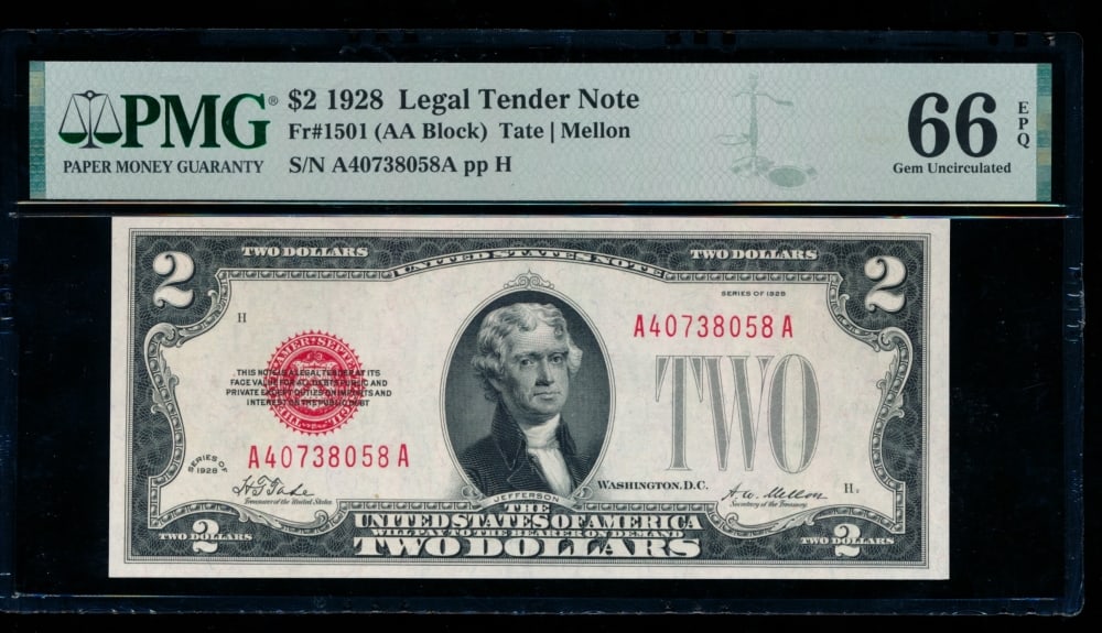 1928 $2 Legal Tender Note PMG 66EPQ (1 of 2)