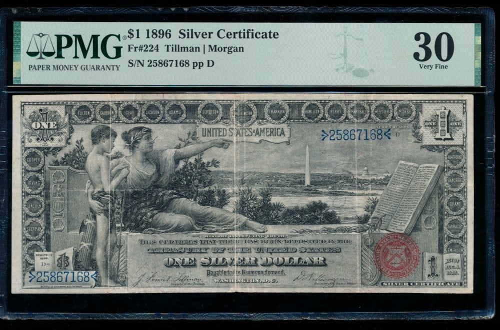 1896 $1 Educational Silver Certificate PMG 30 (1 of 2)