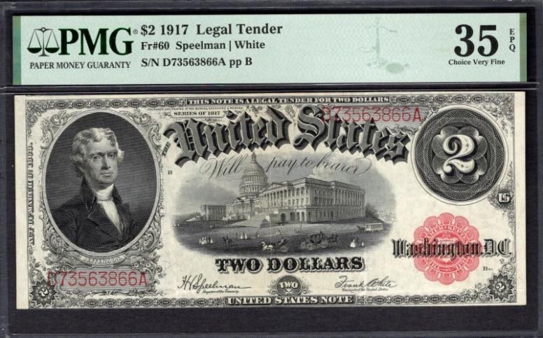 1917 $2 Legal Tender Note PMG 35EPQ (1 of 2)