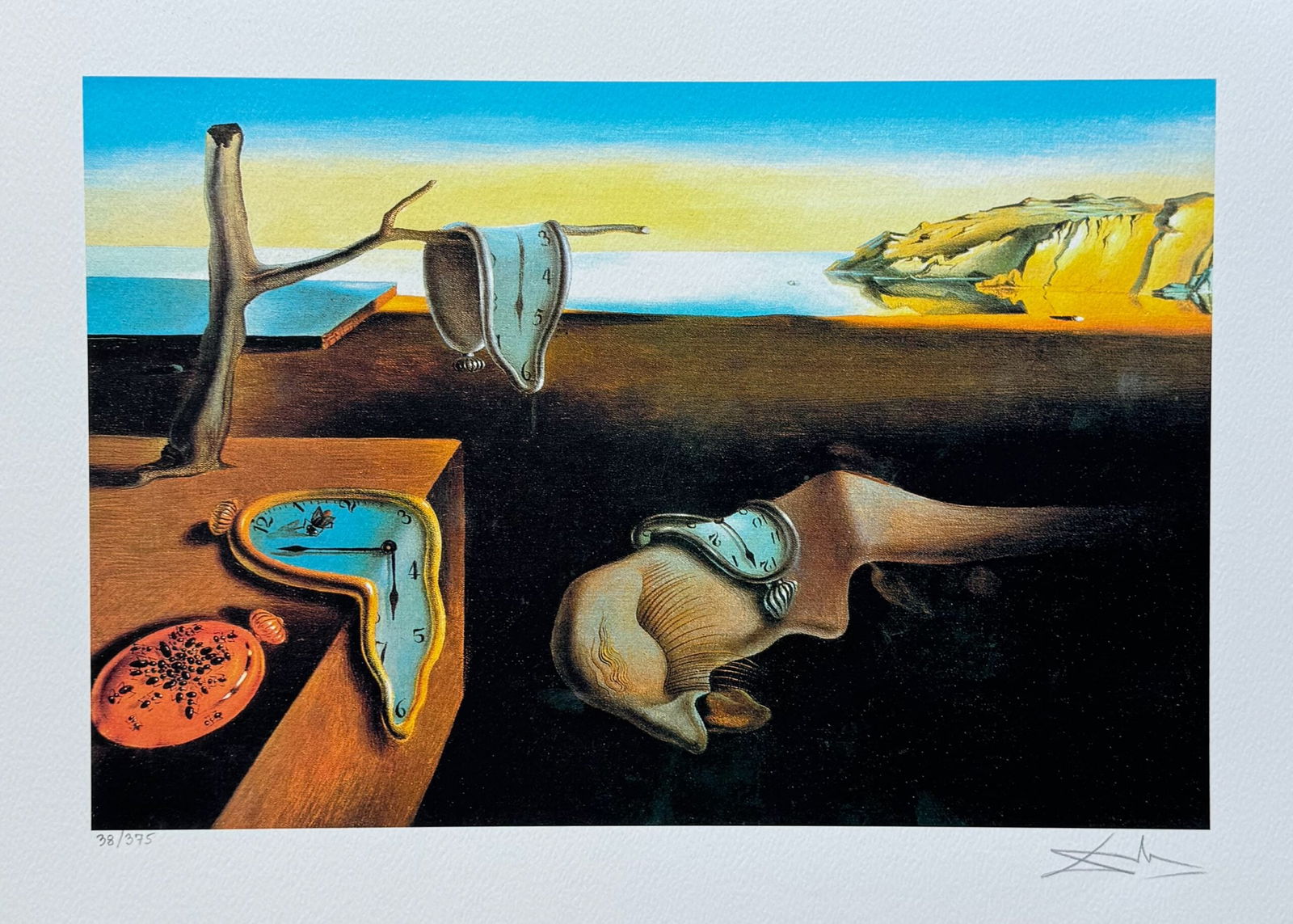 Salvador Dali PERSISTENCE OF MEMORY Facsimile Signed Limited Edition Giclee: This is a limited edition giclee titled PERSISTENCE OF MEMORY by Salvador Dali. This piece is facsimile signed on the lower right. Pencil numbered from an edition of 375. Paper measures 16 inches x
