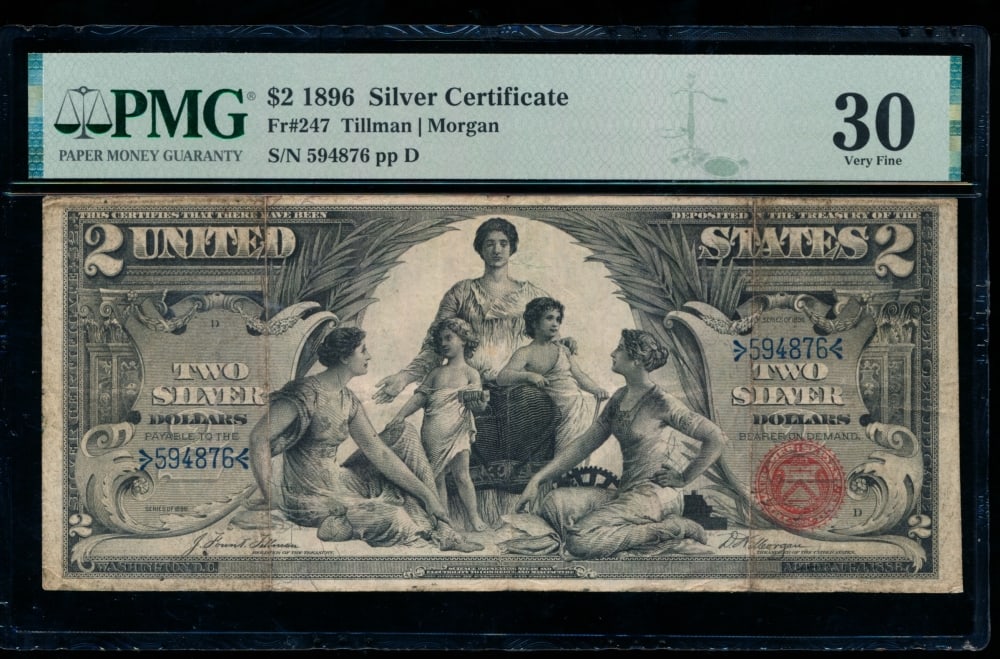 1896 $2 Educational Silver Certificate PMG 30 (1 of 2)