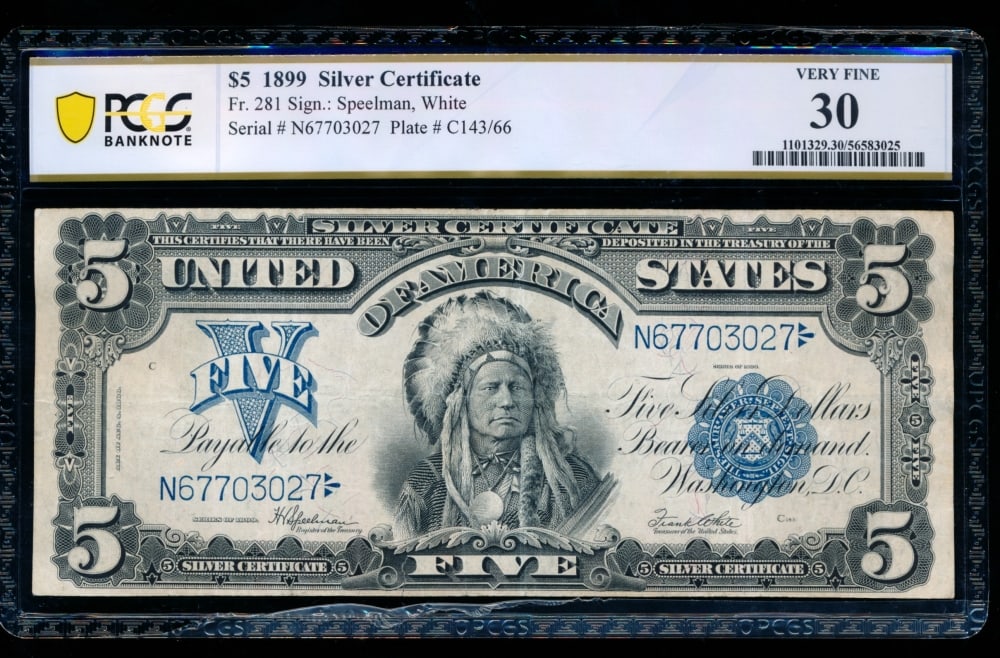 1899 $5 Chief Silver Certificate PCGS 30 (1 of 2)