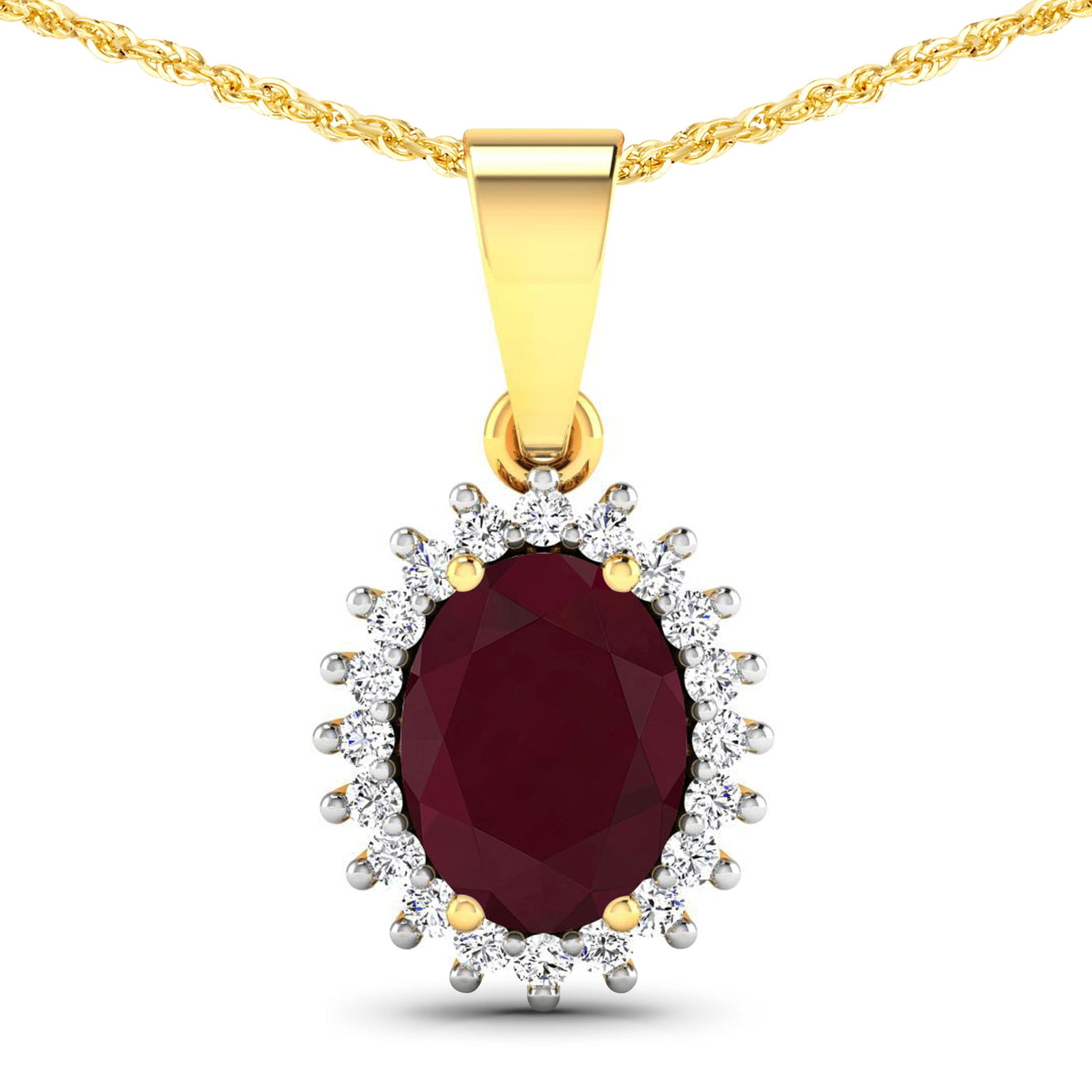 14KT Yellow Gold 1.5ctw Ruby and Diamond Pendant (1 of 3)