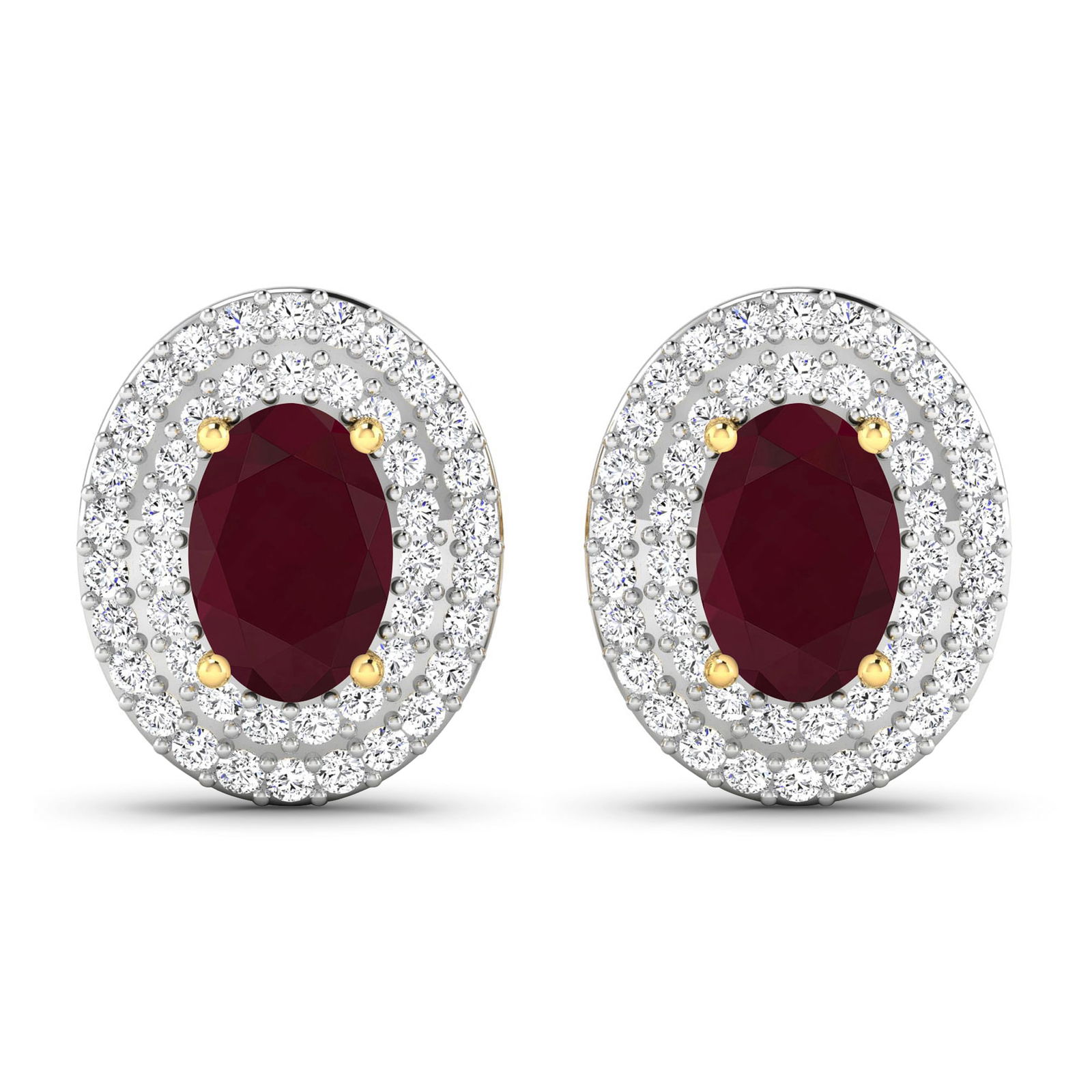 14KT Yellow Gold 1.12ctw Ruby and Diamond Earrings (1 of 4)