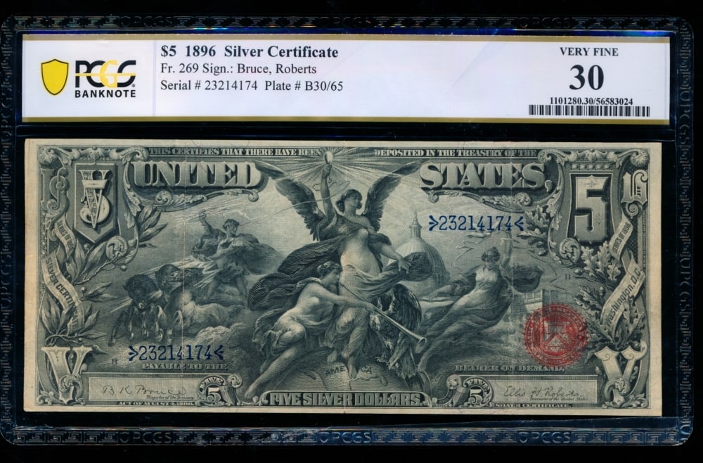 1896 $5 Educational Silver Certificate PCGS 30 (1 of 2)