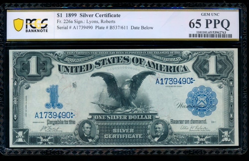 1899 $1 Black Eagle Silver Certificate PCGS 65PPQ (1 of 2)