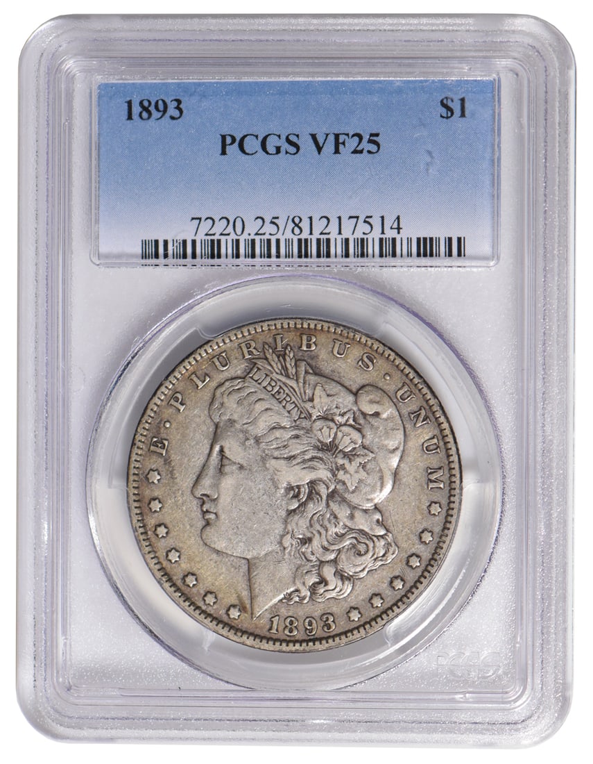 1893 $1 Morgan Silver Dollar PCGS VF25 (1 of 2)