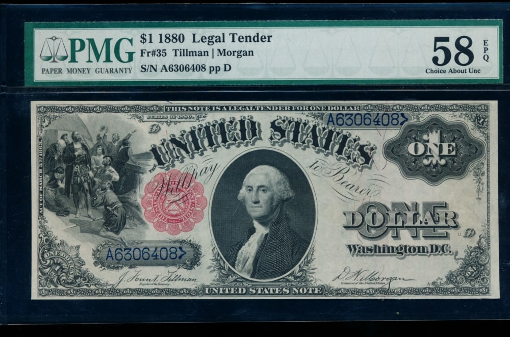 1880 $1 Legal Tender Note PMG 58EPQ (1 of 2)