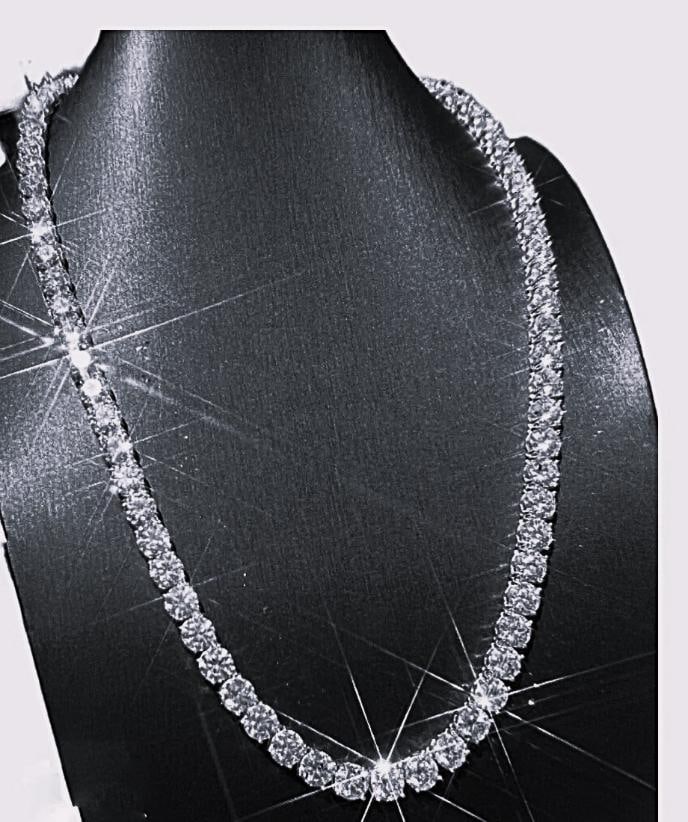 Huge 61.5 Ctw VVS1 White E-F Fire Moissanite Tennis Necklace (1 of 9)