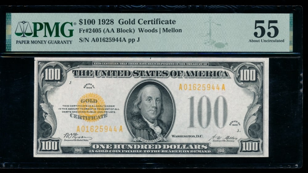 1928 $100 Gold Certificate PMG 55 (1 of 2)