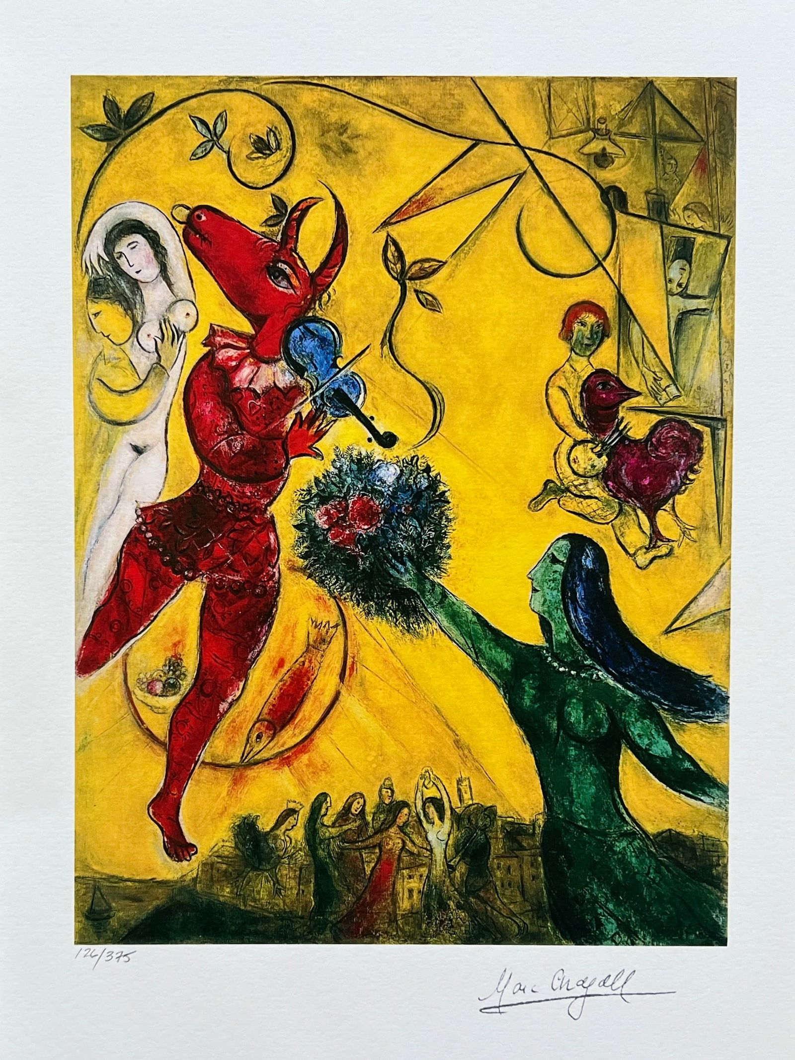 Marc Chagall DANCE AND THE CIRCUS Limited Edition Facsimile Signed Giclee (1 of 1)