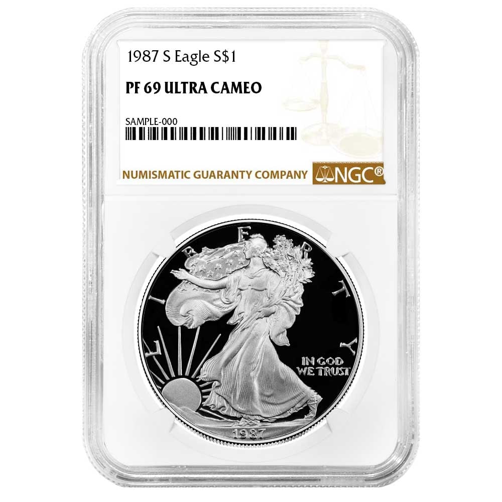 1987-S $1 Proof American Silver Eagle NGC PF69UC (1 of 2)