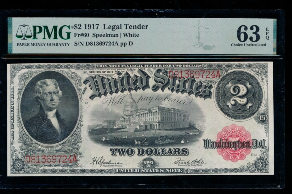 1917 $2 Legal Tender Note PMG 63EPQ (1 of 2)
