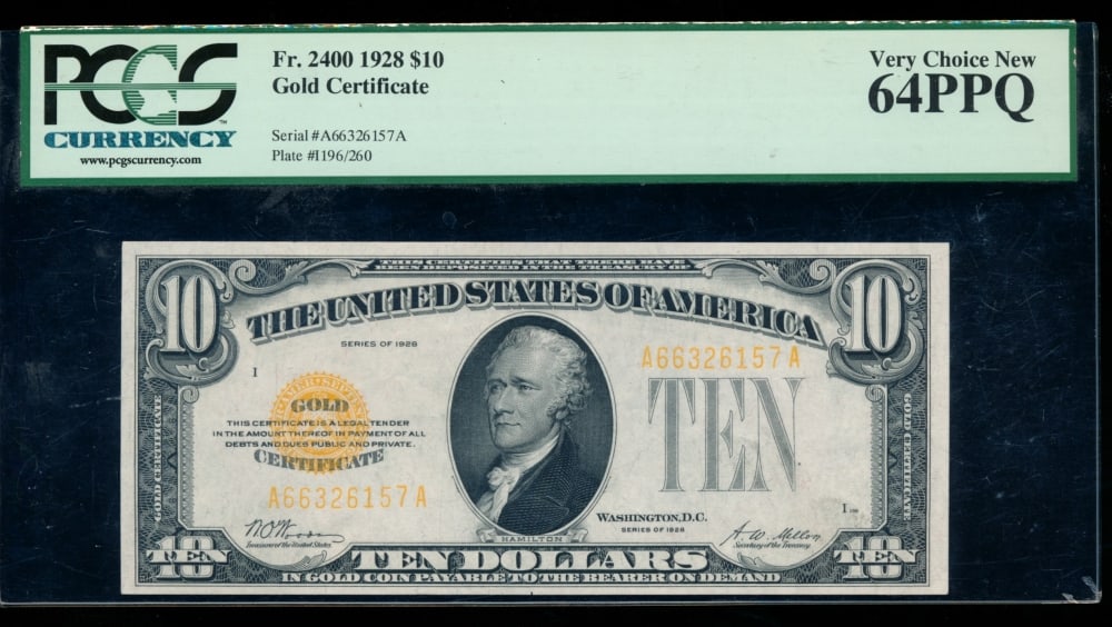 1928 $10 Gold Certificate PCGS 64PPQ (1 of 2)