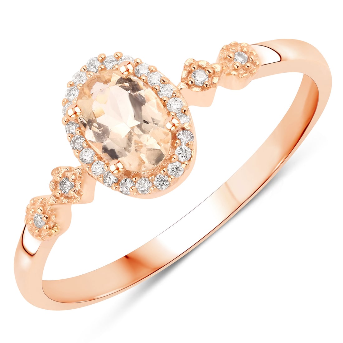 10KT Rose Gold 0.48ctw Morganite and White Diamond Ring (1 of 1)