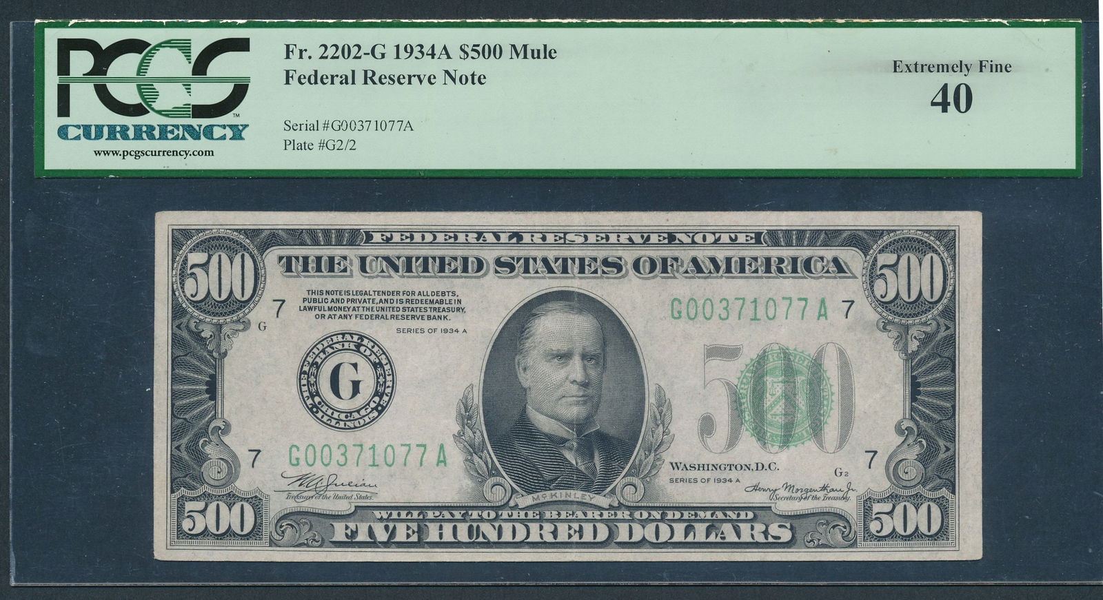 1934A $500 Chicago FRN PCGS 40 (1 of 2)