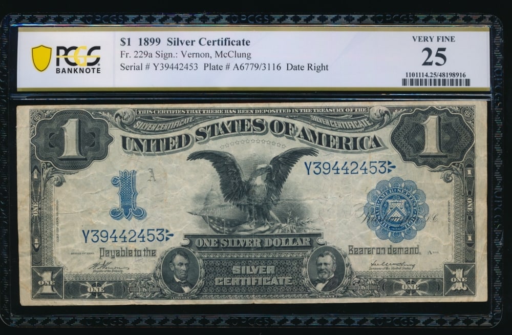 1899 $1 Black Eagle Silver Certificate PCGS 25 (1 of 2)
