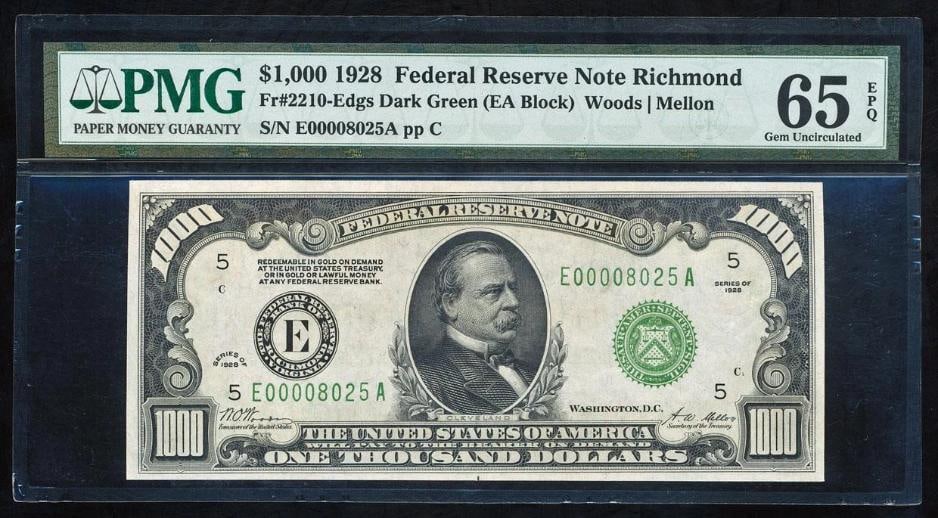 1928 $1000 Richmond FRN PMG 65EPQ (1 of 2)