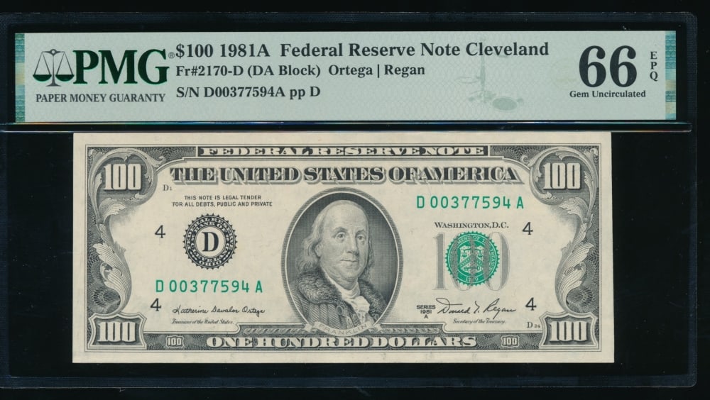1981A $100 Cleveland FRN PMG 66EPQ (1 of 2)