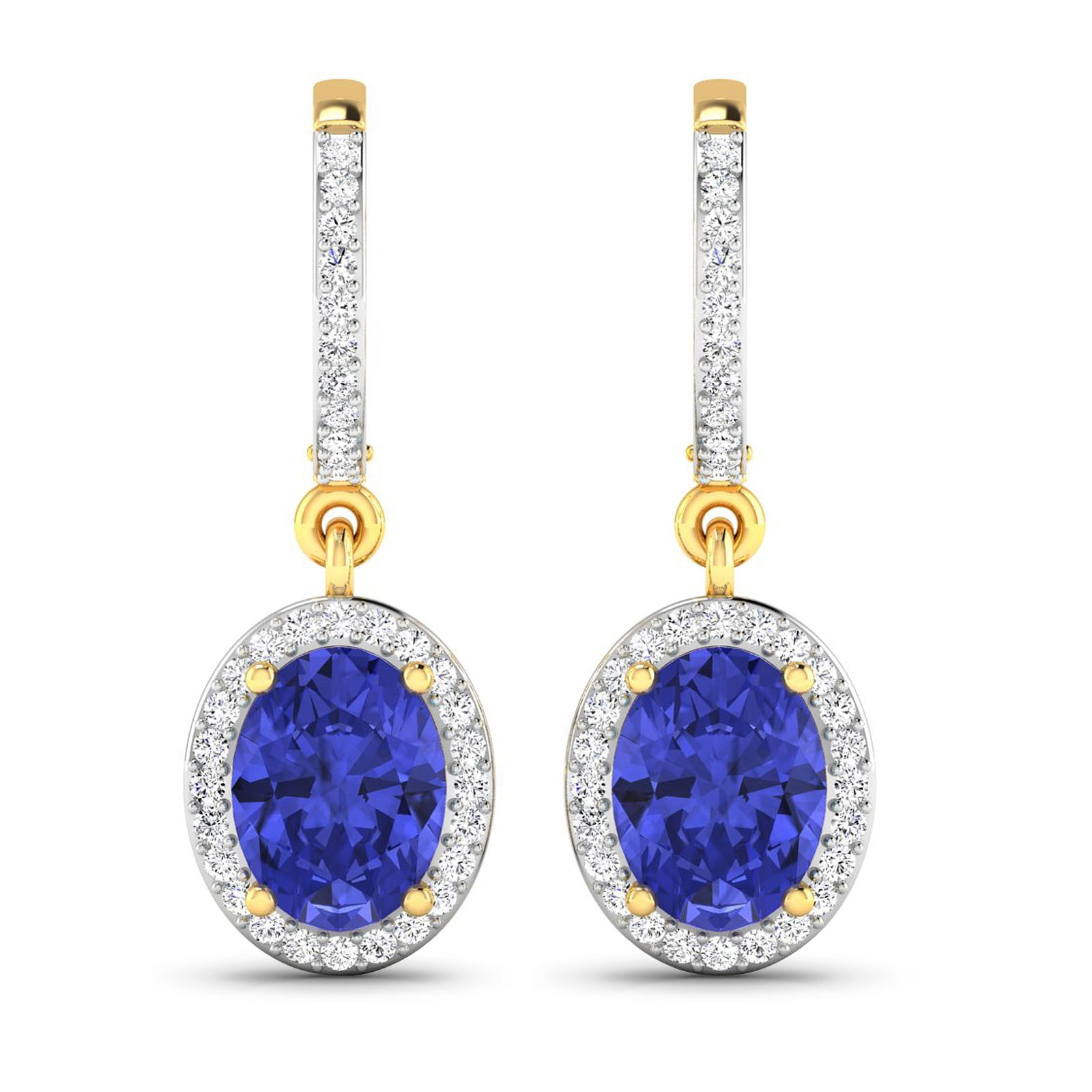 14KT Yellow Gold 2.18ctw Tanzanite and Diamond Earrings (1 of 4)
