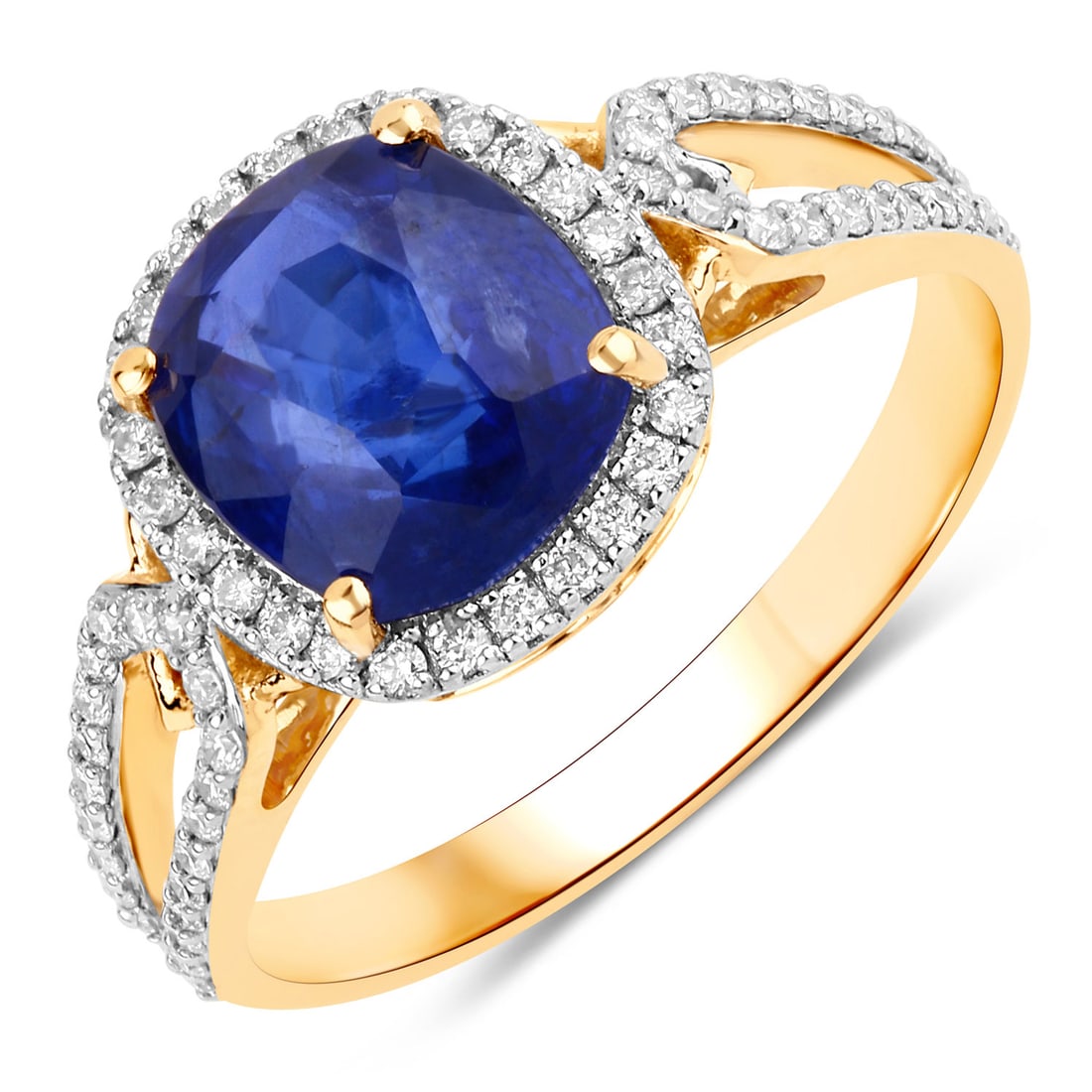 18KT Yellow Gold 2.80ct Blue Sapphire and Diamond Ring (1 of 1)