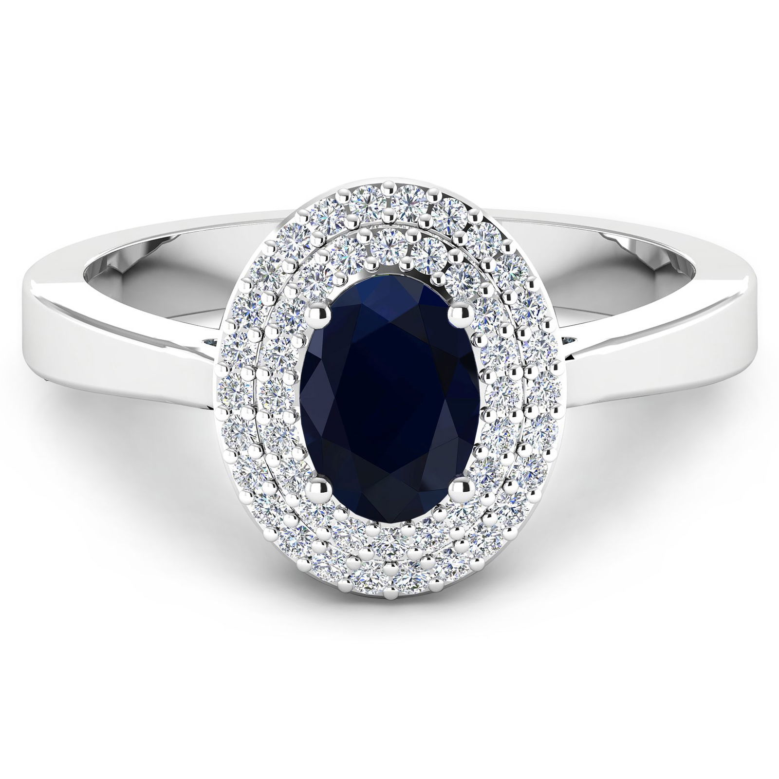 14KT White Gold 0.90ct Blue Sapphire and Diamond Ring (1 of 4)