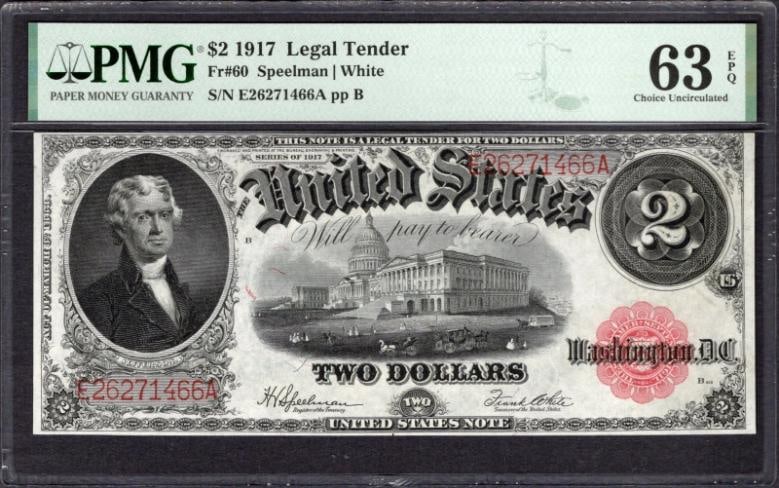 1917 $2 Legal Tender Note PMG 63EPQ (1 of 2)