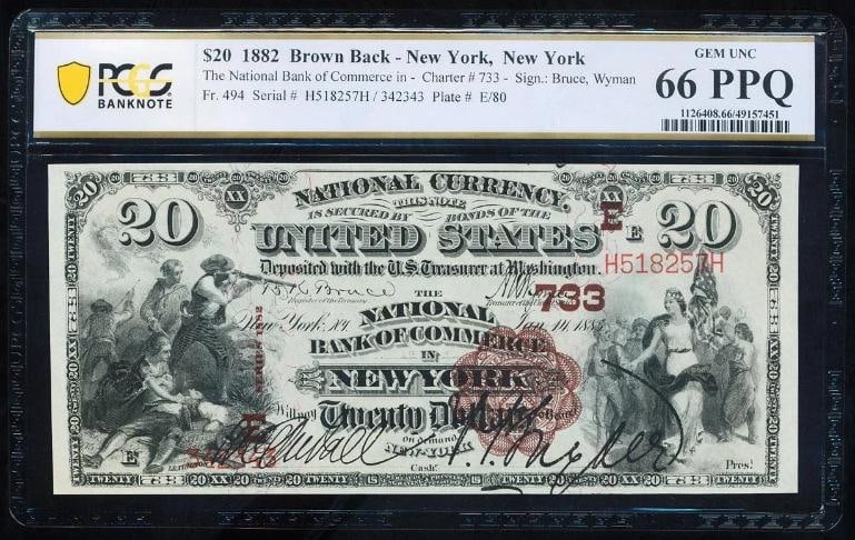1882 $20 New York NY National PCGS 66PPQ (1 of 2)