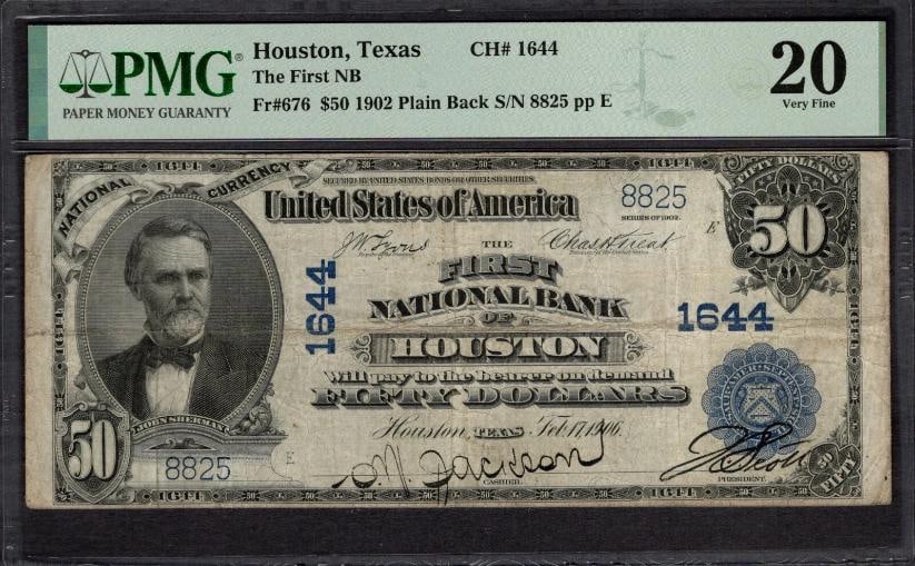 1902 $50 Houston TX National PMG 20 (1 of 2)