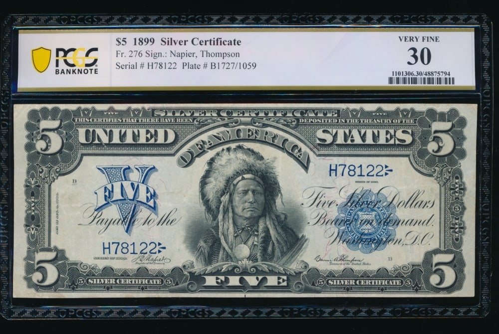 1899 $5 Chief Silver Certificate PMG 30 (1 of 2)