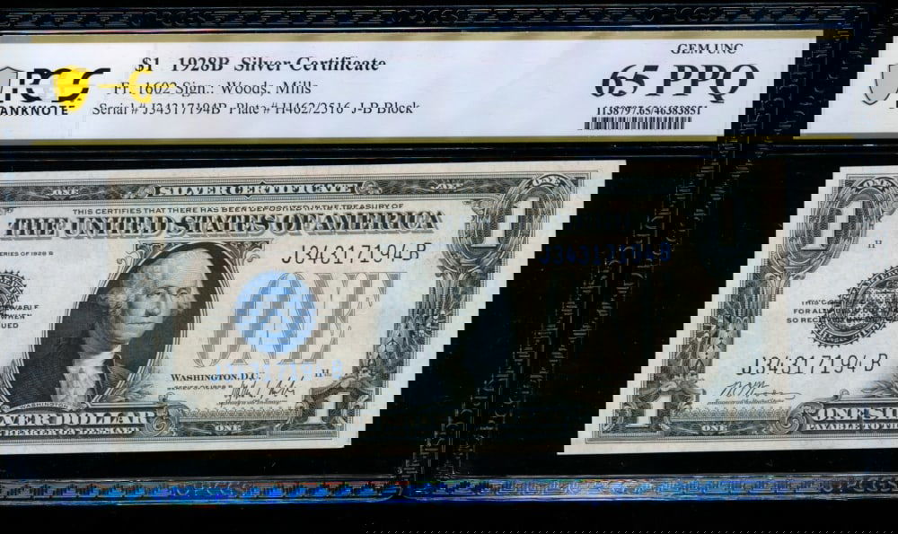 1928B $1 Silver Certificate PCGS 65PPQ (1 of 2)