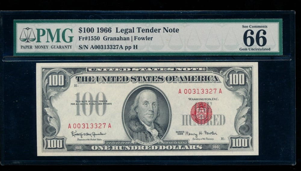 1966 $100 Legal Tender Note PMG 66 (1 of 2)