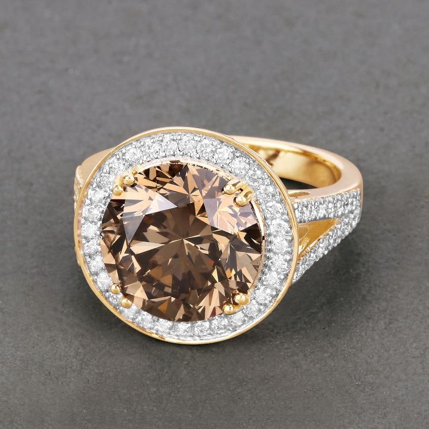 18KT Yellow Gold 7.07ct Brown Diamond Ring (1 of 4)