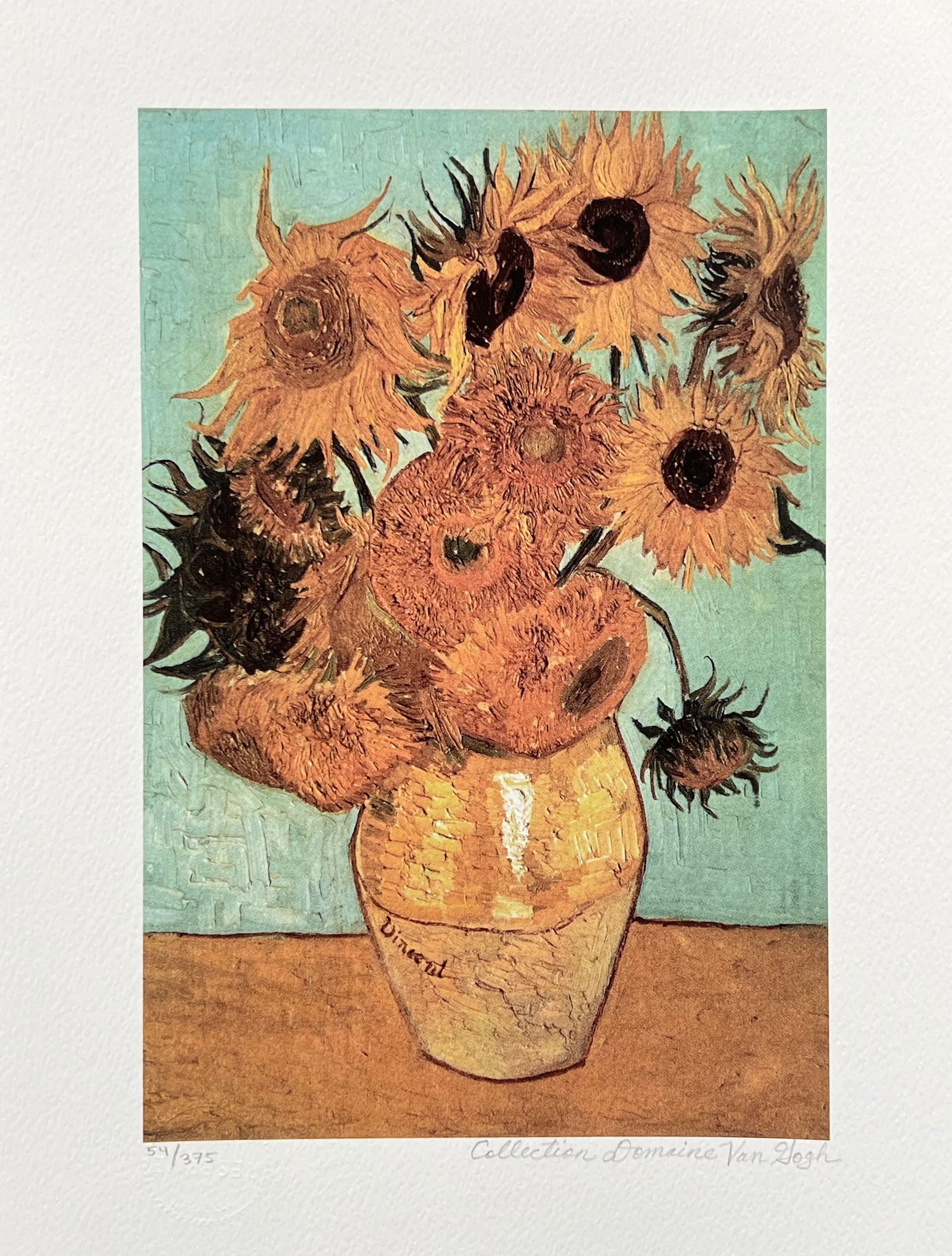 Vincent Van Gogh VASE WITH SUNFLOWERS Estate Signed Giclee (1 of 1)