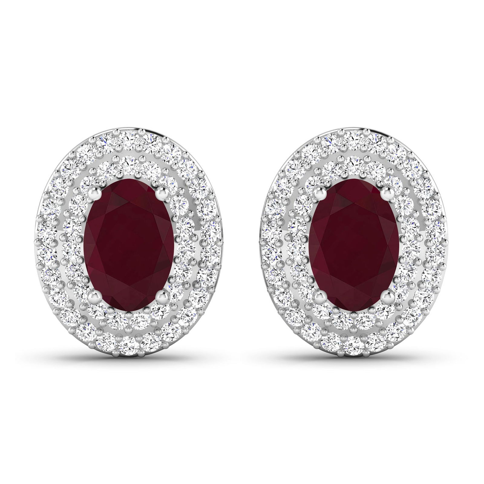 14KT White Gold 1.12ctw Ruby and Diamond Earrings (1 of 4)
