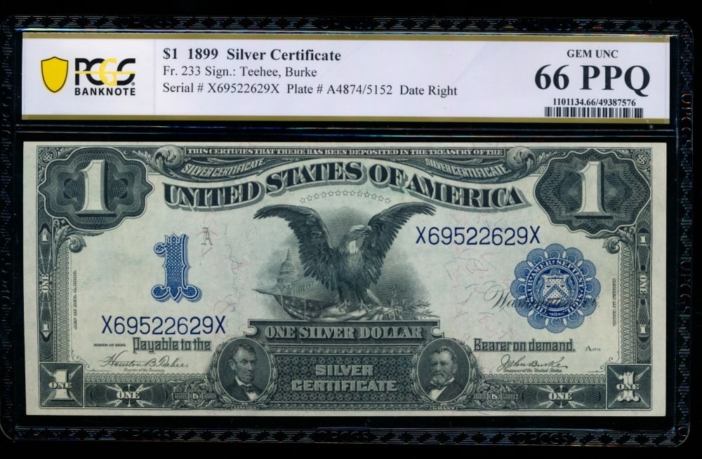 1899 $1 Black Eagle Silver Certificate PCGS 66PPQ (1 of 2)
