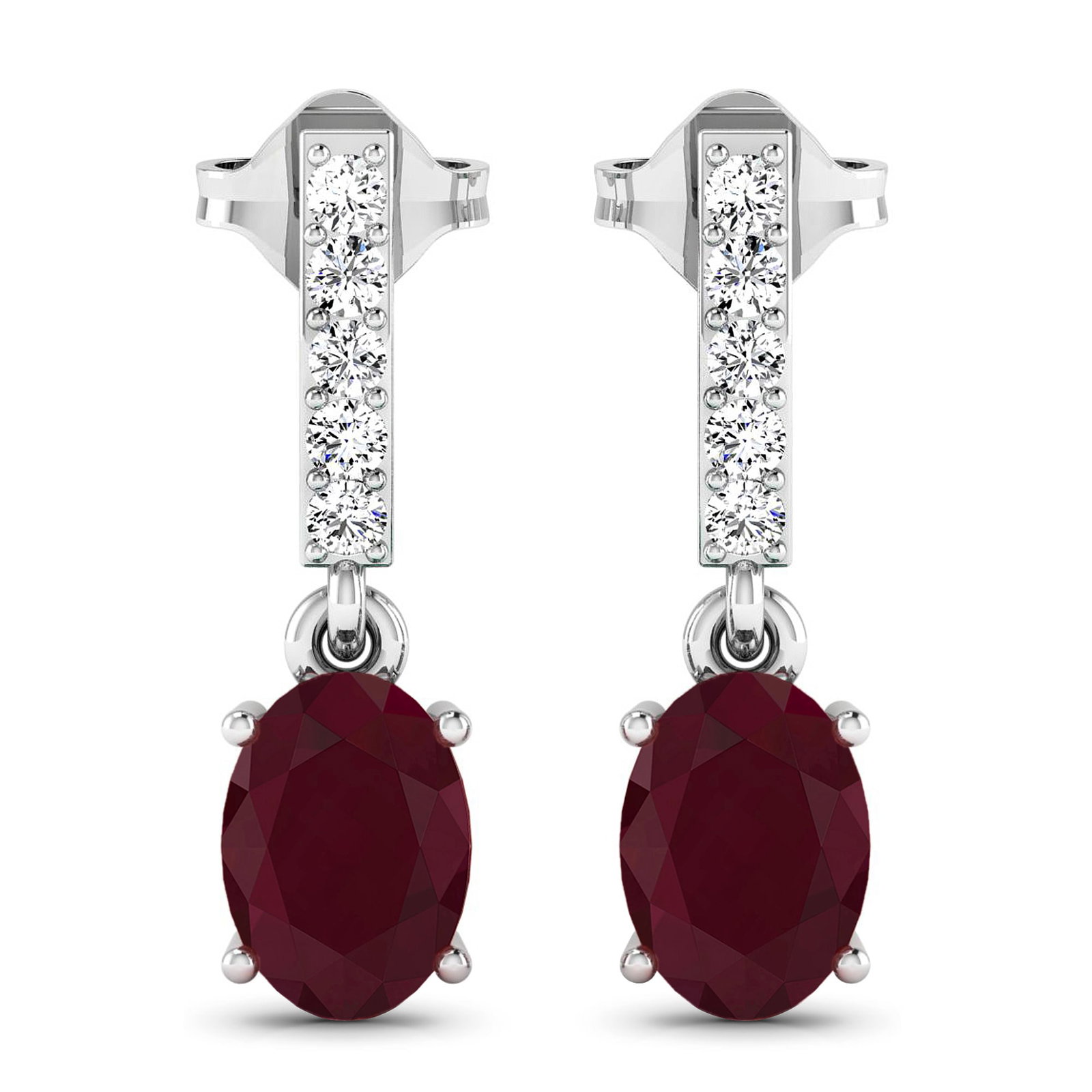 14KT White Gold 1.7ctw Ruby and Diamond Earrings (1 of 4)