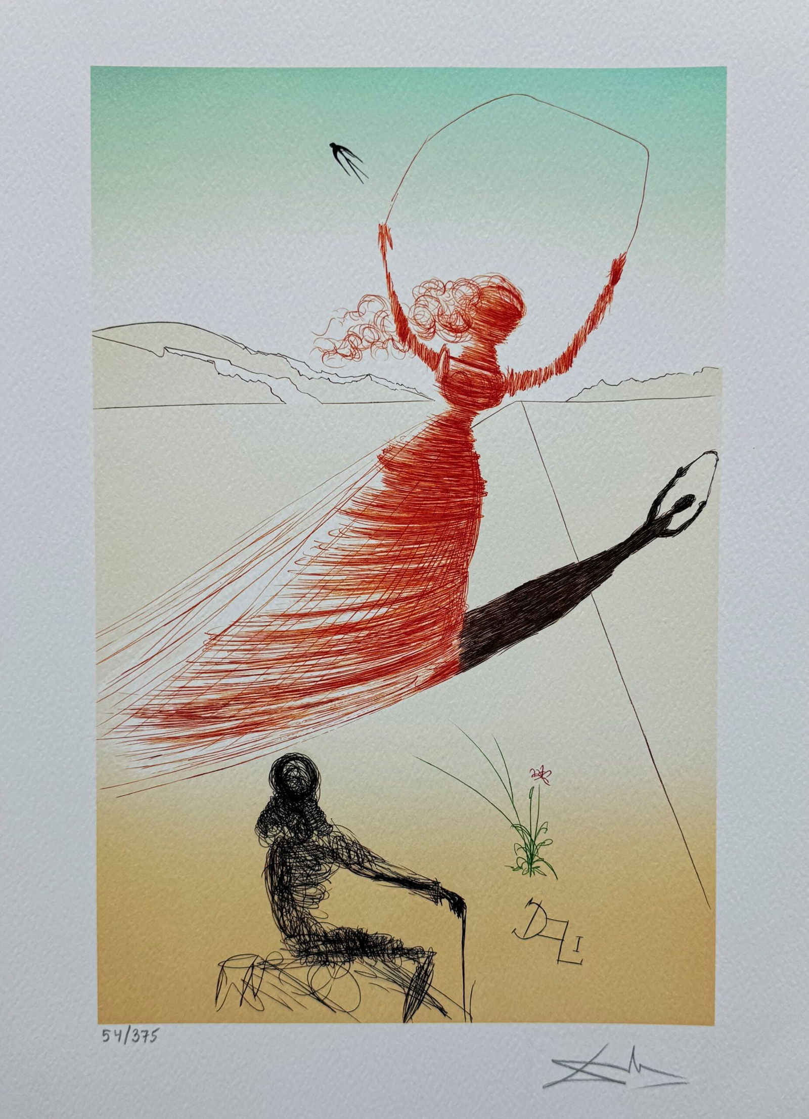 Salvador Dali ALICE IN WONDERLAND Signed Limited Edition Giclee: This is a Salvador Dali limited edition giclee titled Alices Adventures in Wonderland. This piece is facsimile signed which means it bears a copy of Dalis signature on it. This subject is numbered fro