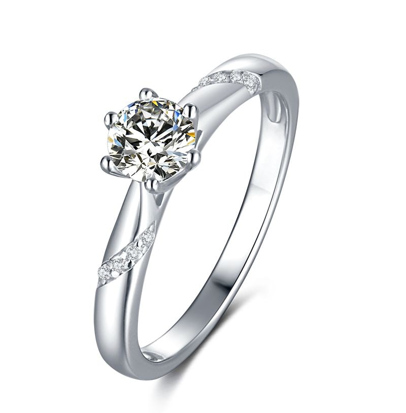 Sparkling Fire Moissanite Solid Silver Ring (1 of 4)