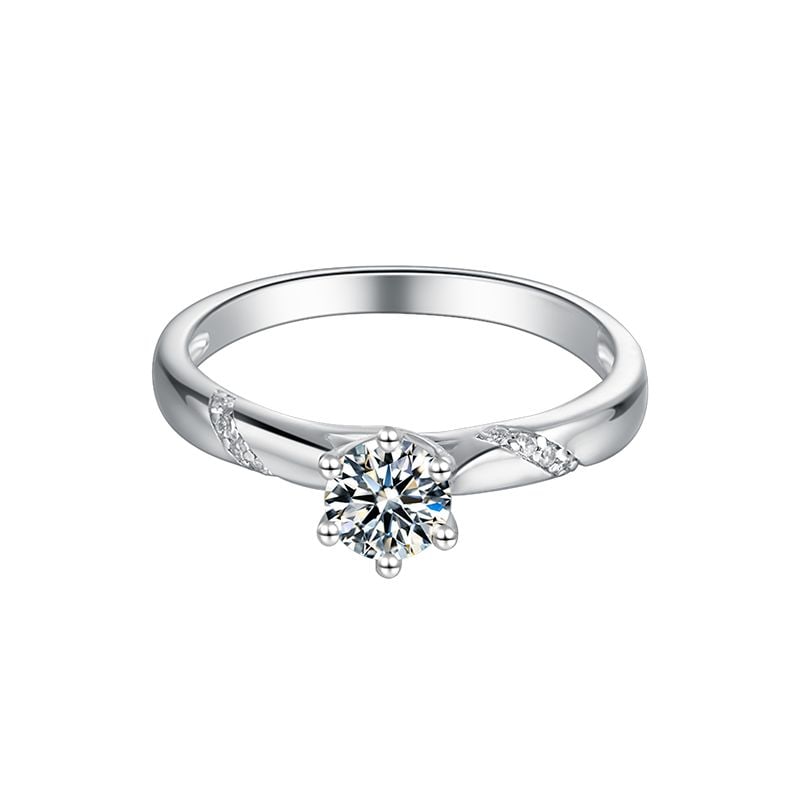 Sparkling Fire Moissanite Solid Silver Ring - 2