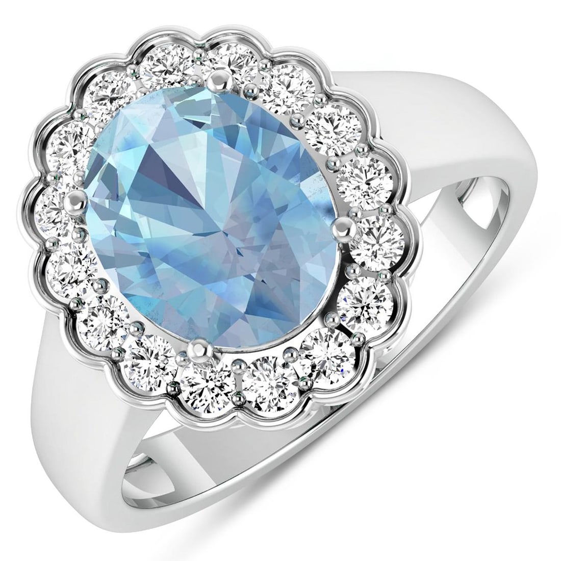 14KT White Gold 1.9ctw Aquamarine and Diamond Ring (1 of 4)