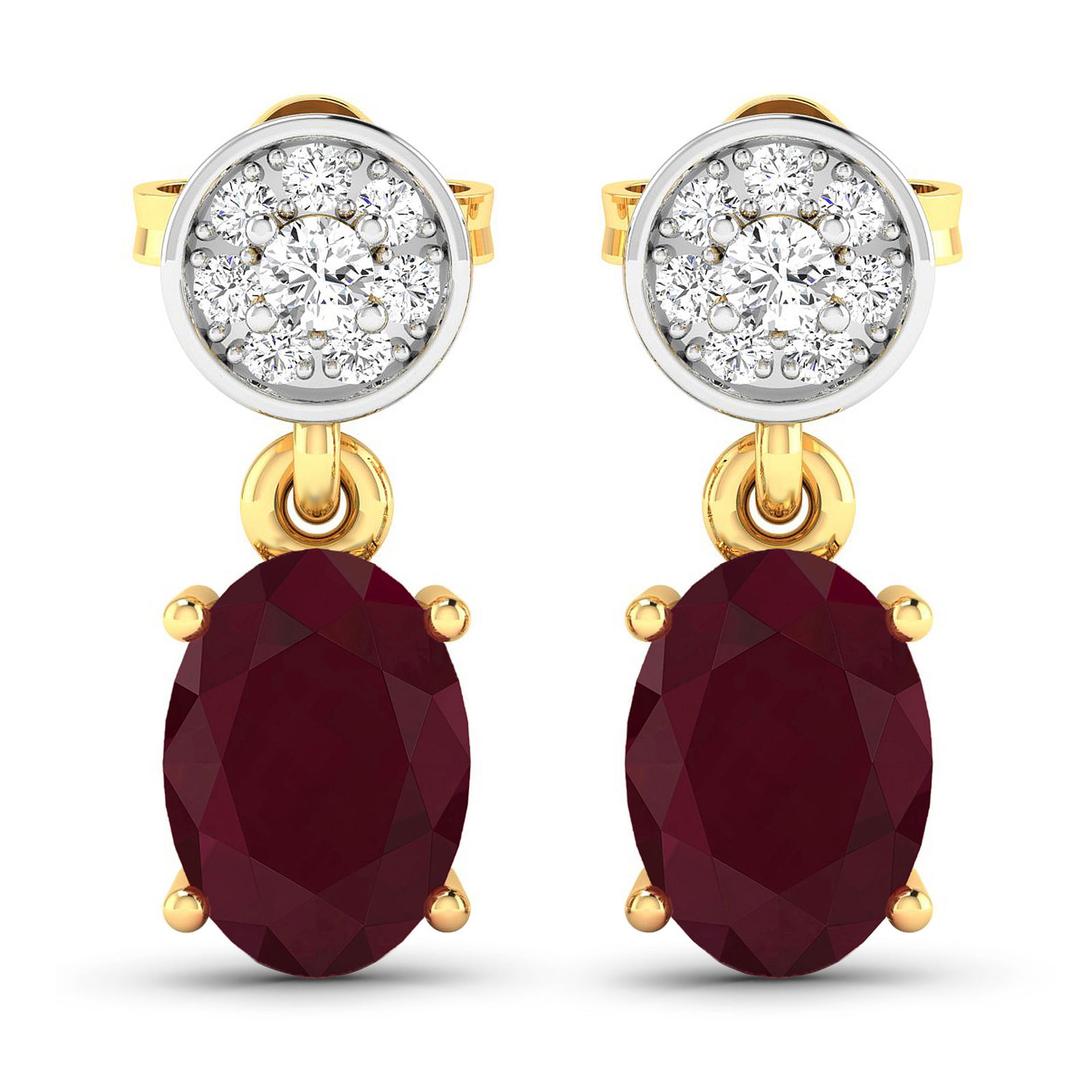 14KT Yellow Gold 1.7ctw Ruby and Diamond Earrings (1 of 4)