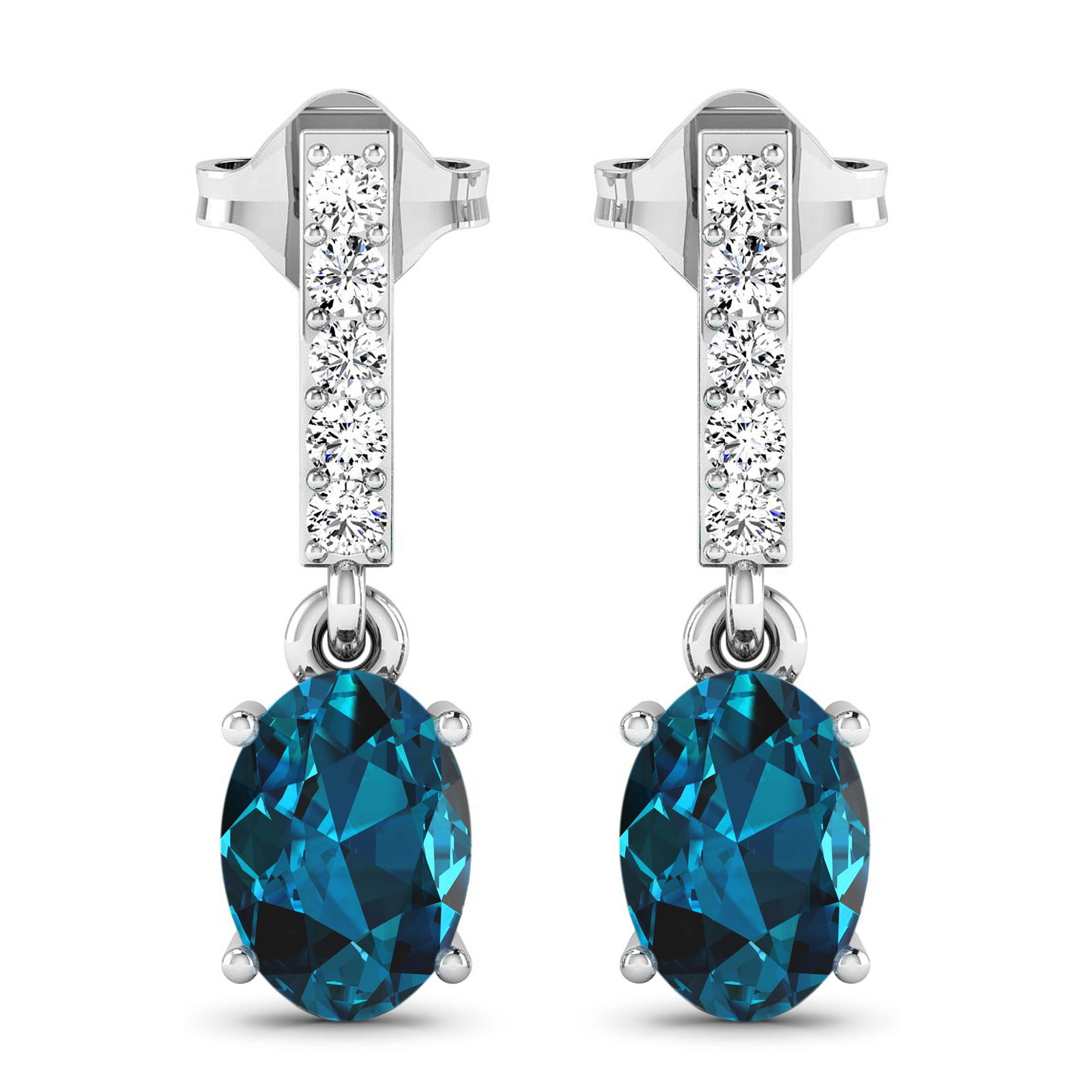 14KT White Gold 1.4ctw London Blue Topaz and Diamond Earrings (1 of 4)