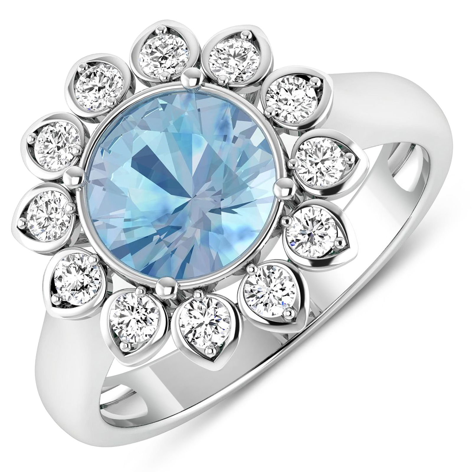 14KT White Gold 1.9ctw Aquamarine and Diamond Ring (1 of 4)