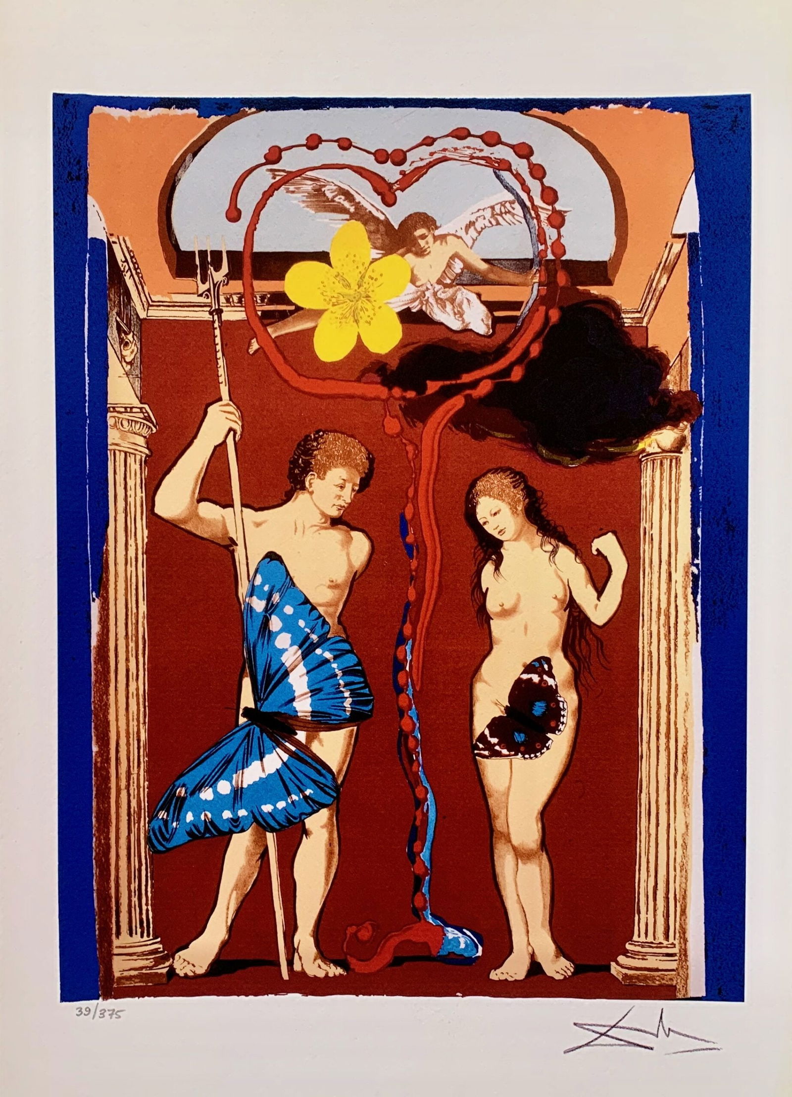 Salvador Dali ADAM & EVE Facsimile Signed Limited Edition Giclee: This is a limited edition giclee titled ADAM & EVE by Salvador Dali. This piece is facsimile signed on the lower right. Pencil numbered from an edition of 375. Paper measures 17 inches x 12 inches. Im