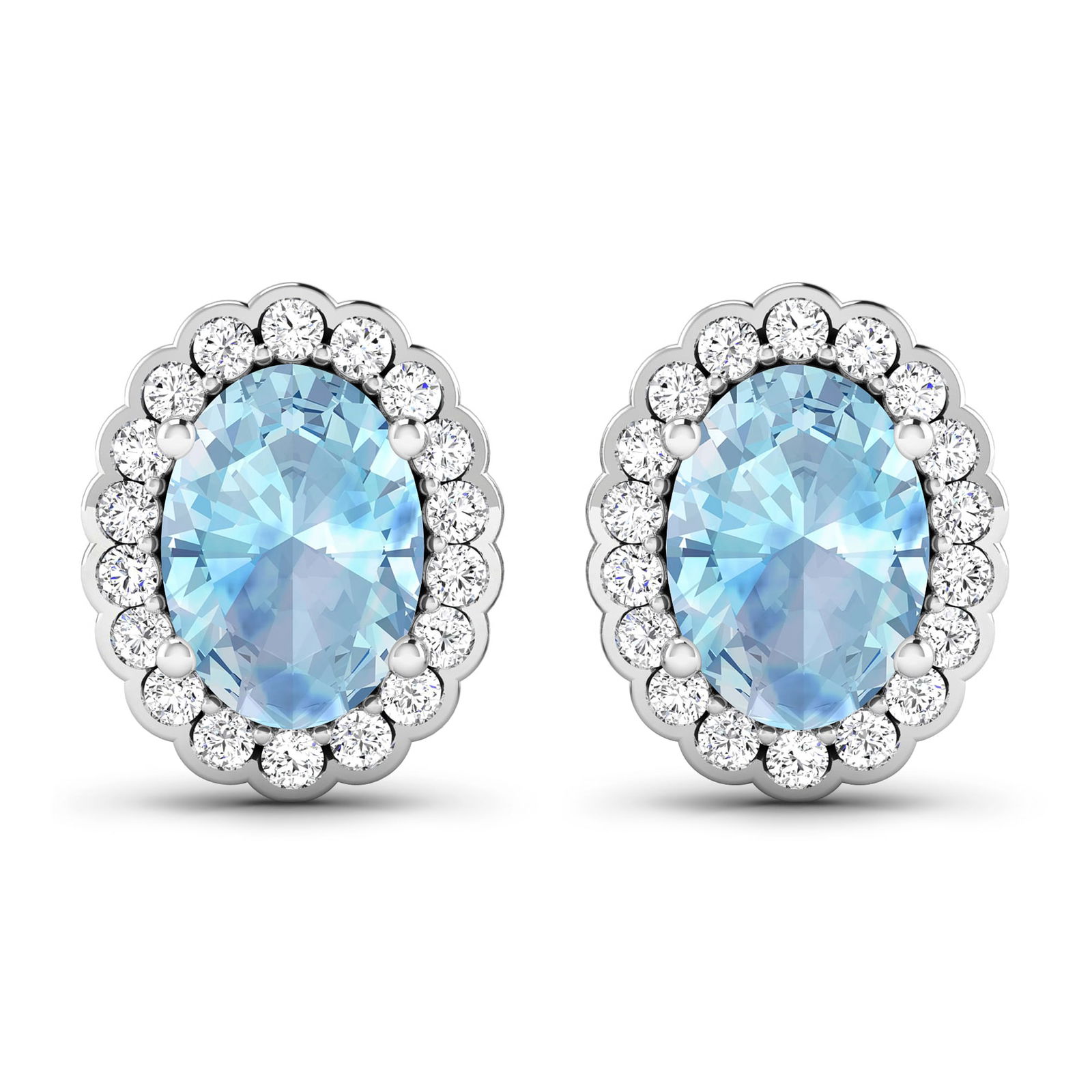 14KT White Gold 1.02ctw Aquamarine and Diamond Earrings (1 of 4)
