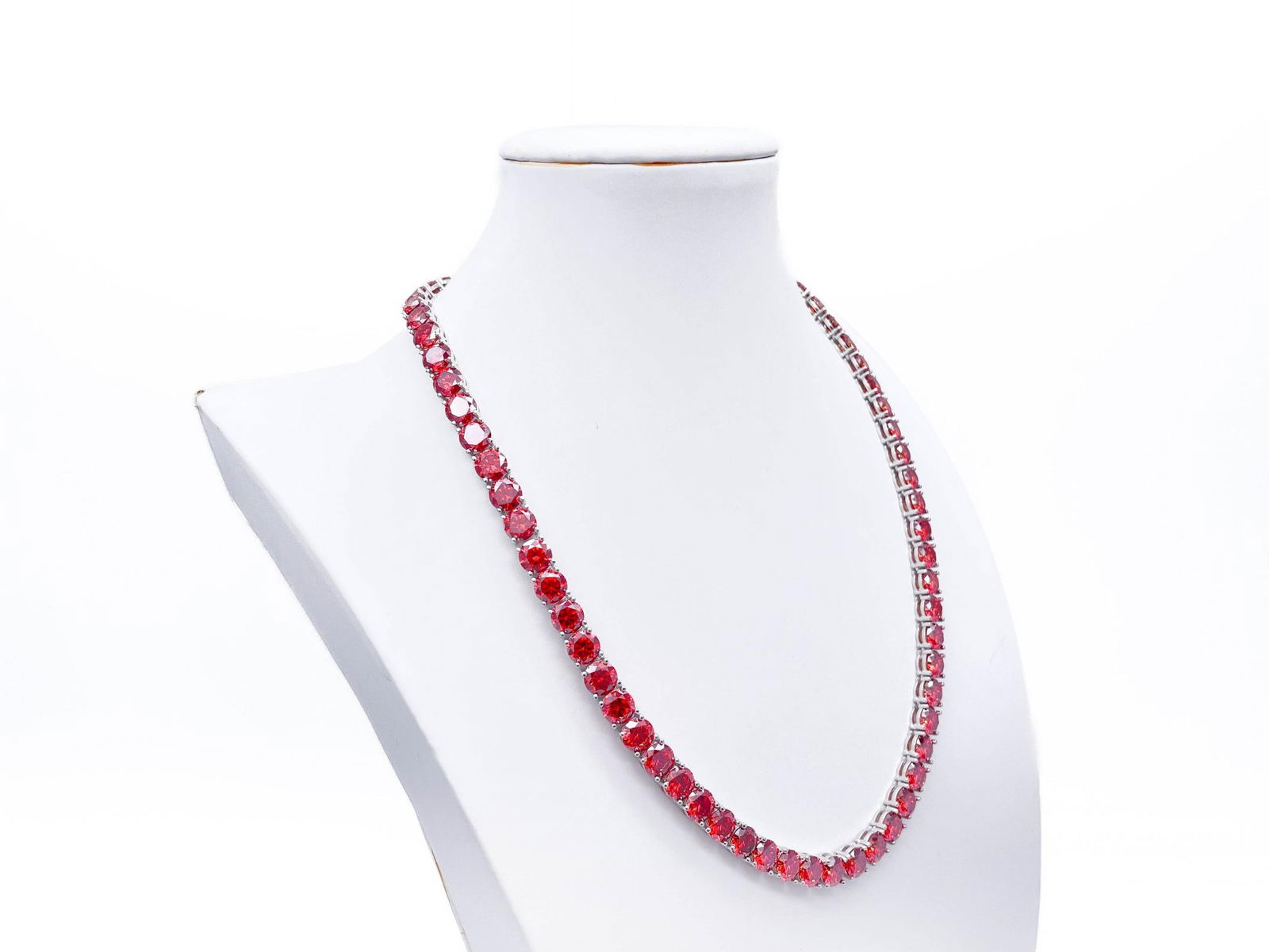 18KT White Gold Plated 69ctw Hot Cherry Red Moissanite Necklace (1 of 9)
