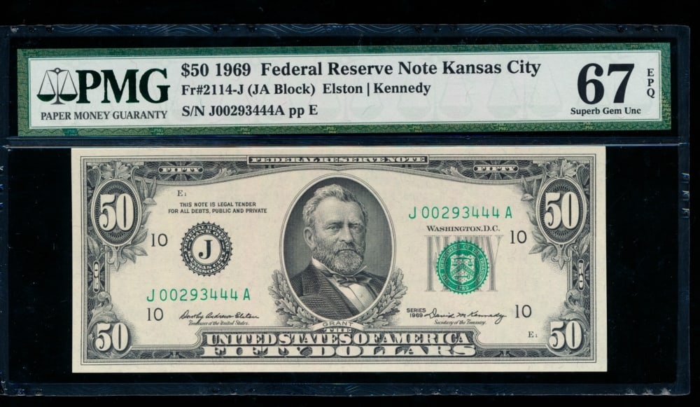 1969 $50 Kansas City FRN PMG 67EPQ (1 of 2)