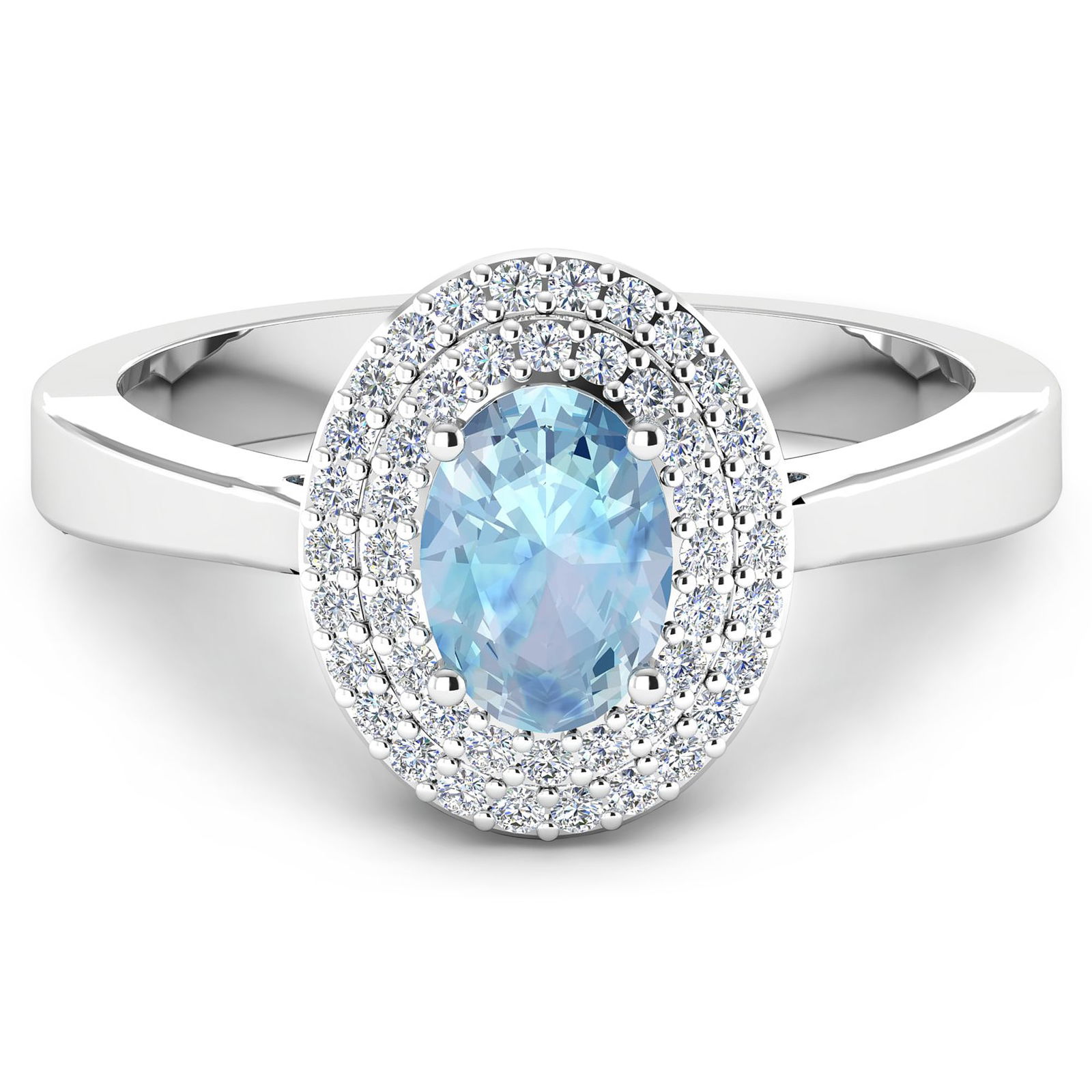 14KT White Gold 0.70ct Aquamarine and Diamond Ring (1 of 4)