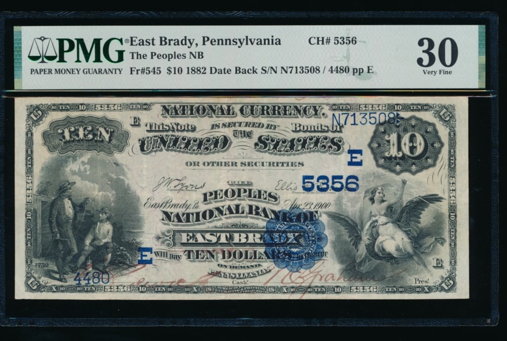 1882 $10 East Brady PA National PMG 30 (1 of 2)